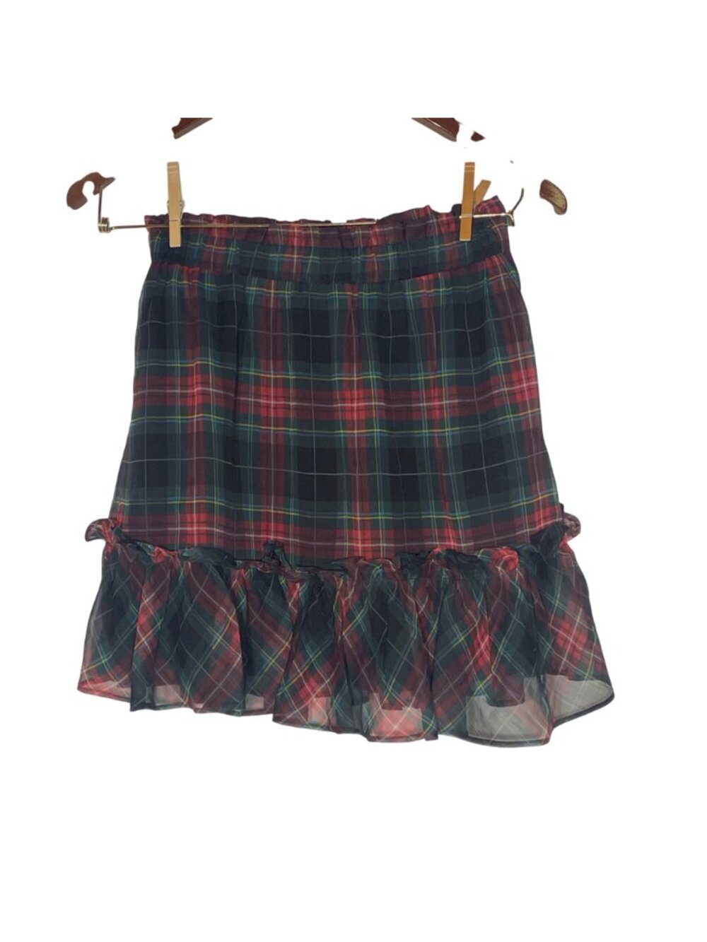 Vineyard Vines Tartan Plaid Ruffle Mini Skirt Sz MED Academia Preppy Holiday - Picture 2 of 6